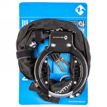 Frame lock with chain, m-wave 'ringchain', chain 5.5 x 5.5 x 1500 mm with black textile cover, incl. Velcro for chain, on - 6