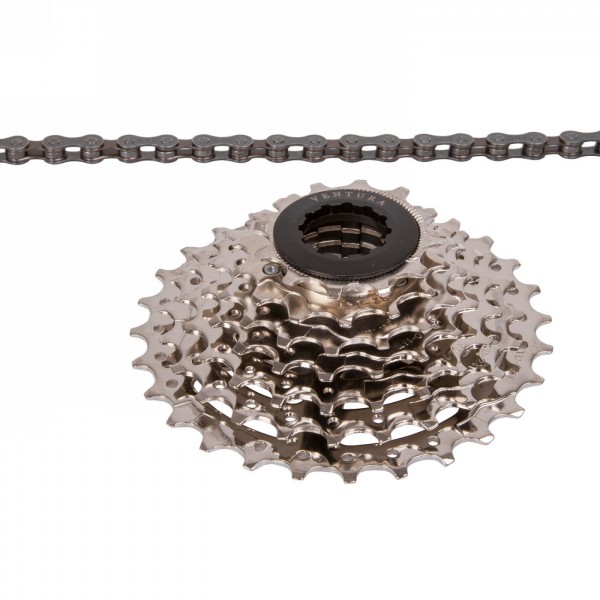 Power set ventura, 7-speed, consisting of cassette sprocket no. 700167 (12-28z) + chain no. 302165 (1/2 x 3/32, 116 links) - 1