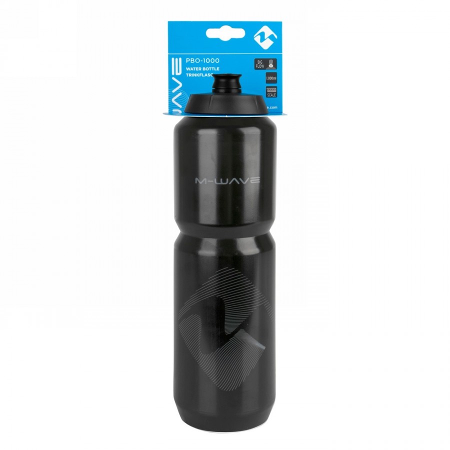 M-wave PBO 1000 water bottle, plastic, 1000 ml, black/black/black, on card - 4