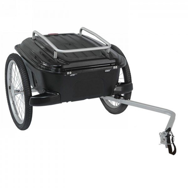 Bagagli rimorchio bici stalwart carry box m-wave, telaio in alluminio, nero, ruote da 20', capacità 70l, serratura di sicurezza,