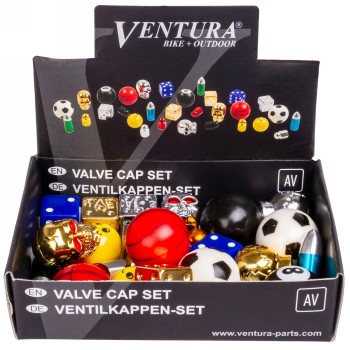 Jeu de bouchons de valve, pour a/v, 30 pièces (15 x 2 pièces) dans un présentoir de comptoir assorti - 1