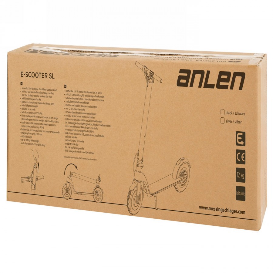 Anlen SL black scooter incl. EU and UK power cable - 4