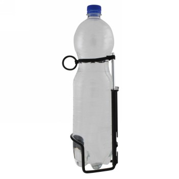 Bottle cage, aluminium, black/silver, for 1500 cc pet bottles with a diameter of approx. 88 mm, height adjustable to bottle, bla