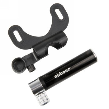 Mini-pumpe "airbone", für fv/dv mit adapter zu a/v, schwarz/silber, mit halterung, nur 49 g, max. 100 psi / 7 bar, ek - 1