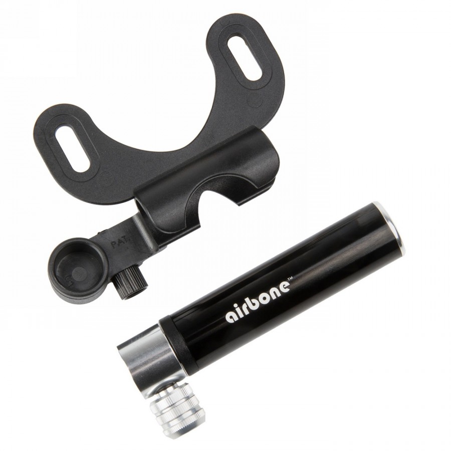 Mini-pompe 'airbone', pour fv/dv avec adaptateur pour a/v, noir/argent, avec support, seulement 49 g, max. 100 psi / 7 bar, ek -