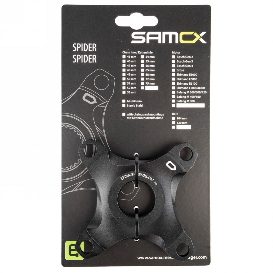 Spider, pour système shimano e6000, pour ligne de chaîne 47 mm, alu, pour garde-chaîne, noir anodisé, sur carte eurotrou - 2