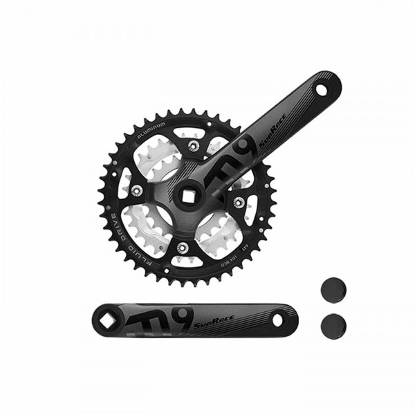 Mtb crankset 3x9s 22/32/42 teeth x 175mm black/silver - 1