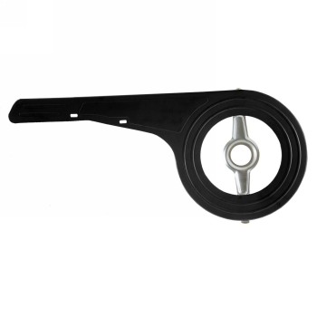 Chain guard, for 38 - 48 teeth, length 520 mm, height 230 mm, plastic - black, incl. silver steel bracket and screw, mv - 1