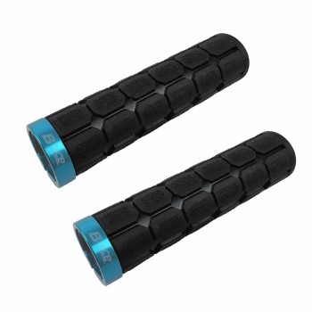 Rubber grips black/light blue aluminum - 1