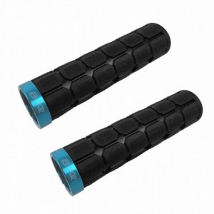 Empuñaduras de goma de aluminio negro/azul claro - 1