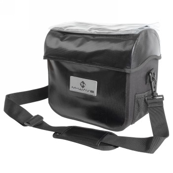 Bolsa de manillar impermeable 'ottawa', con funda para mapas, negra, con clip adaptador para manillar de diámetro 22,0 - 31,8 mm