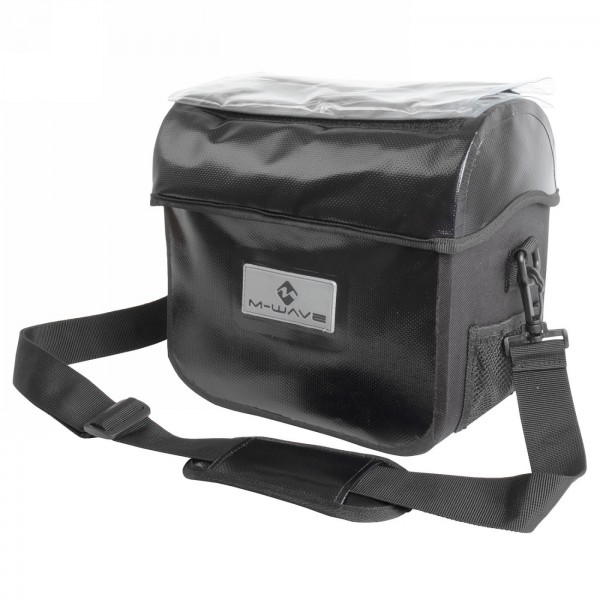 Waterproof handlebar bag 'ottawa', with map sleeve, black, with clip on handlebar adapter for handlebar diameter 22.0 - 31.8 mm 