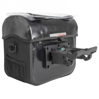 Waterproof handlebar bag 'ottawa', with map sleeve, black, with clip on handlebar adapter for handlebar diameter 22.0 - 31.8 mm 