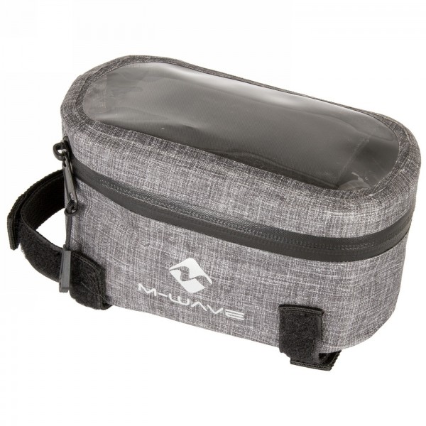 Waterproof top tube bag suburban top, made of nylon tpu, grey mottled with reflective print - 1