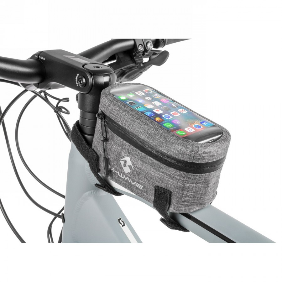 Waterproof top tube bag suburban top, made of nylon tpu, grey mottled with reflective print - 3