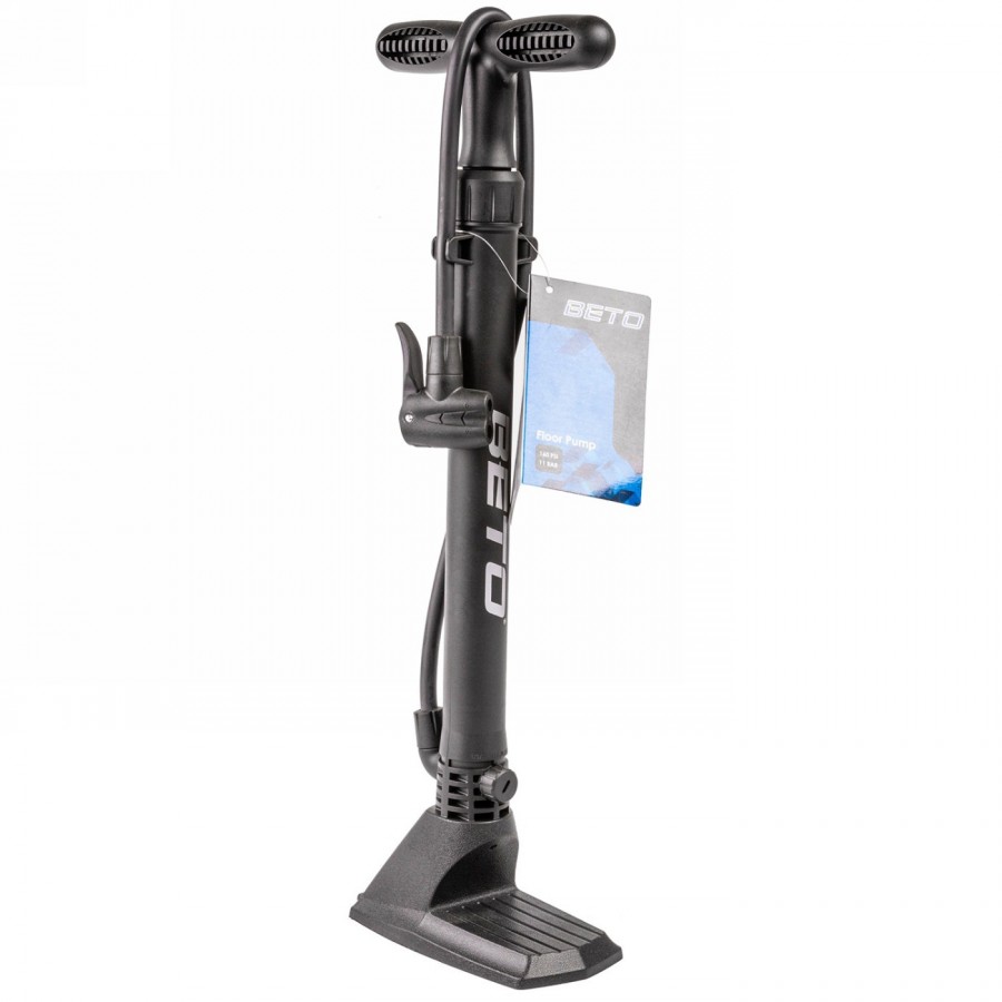 Floor pump beto, plastic black, with double head av/fv/dv, ball needle and air mattress adapter - 6