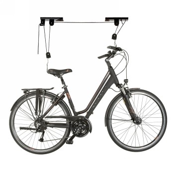 Bicycle lift, black, with rubber-covered mounting hooks to protect the bicycle from scratching, up to 4 m height, 20 - 2