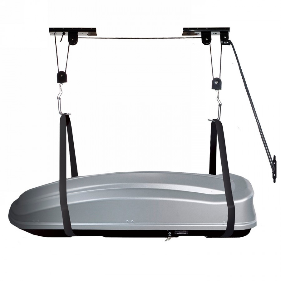 Bicycle lift, black, with rubber-covered mounting hooks to protect the bicycle from scratching, up to 4 m height, 20 - 4