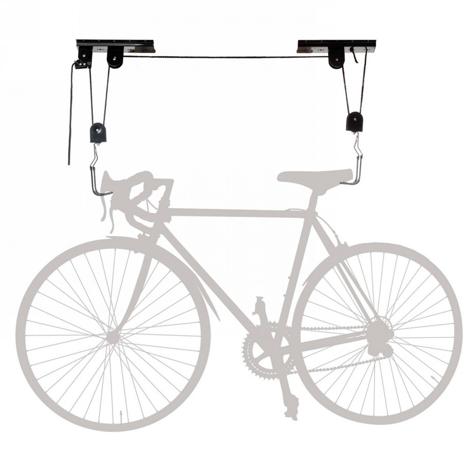 Bicycle lift, black, with rubber-covered mounting hooks to protect the bicycle from scratching, up to 4 m height, 20 - 5