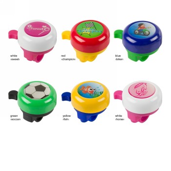 Bell set, steel lid, plastic base with 2 screws, with 3-d sticker, individually on m-wave card, assorted colours, 6 - 7