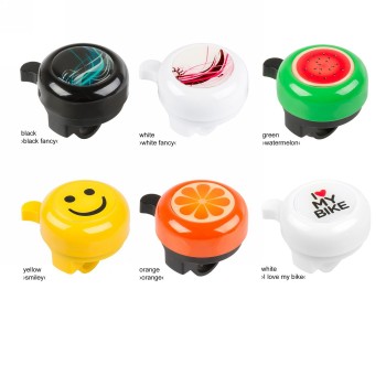 Bell set, steel lid, plastic base with 2 screws, with 3-d sticker, individually on m-wave card, assorted colours, 6 - 8