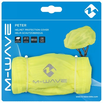 Helmet cover m-wave, water-repellent, neon-yellow with reflective logos - 4