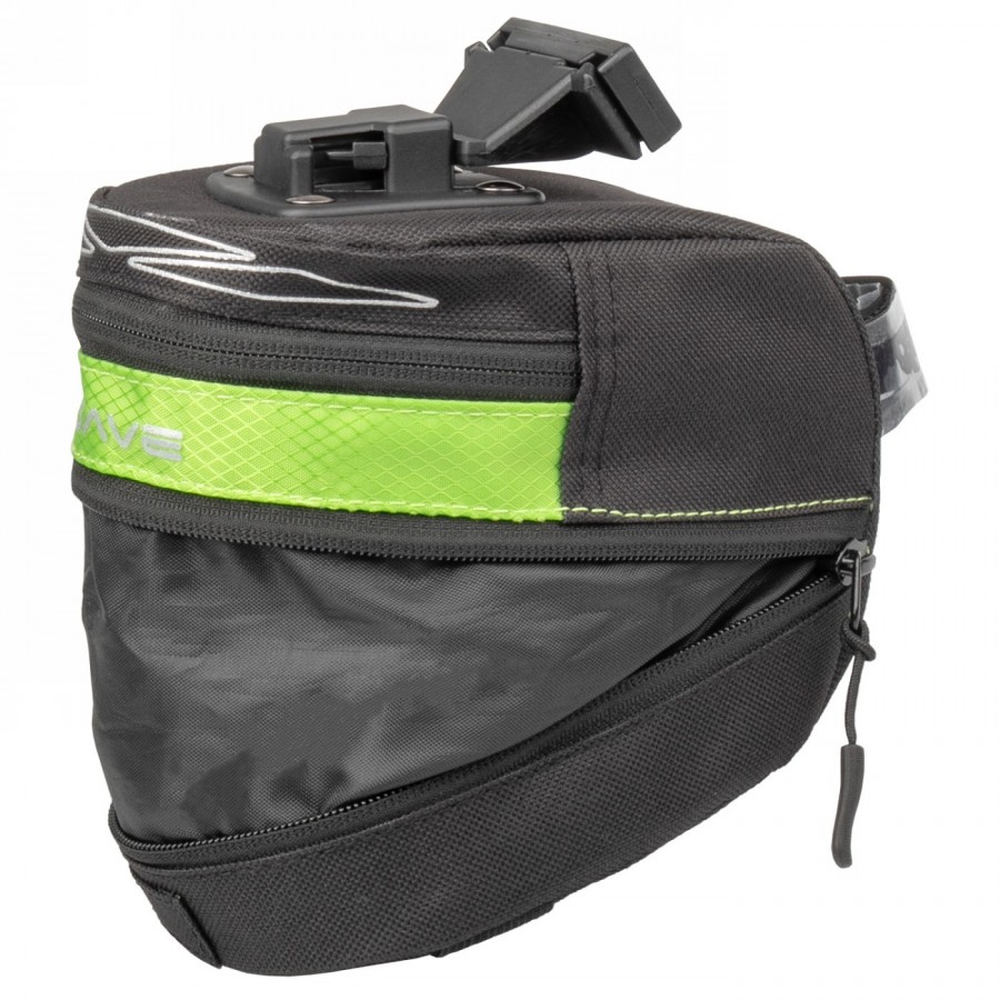 Borsa da sella a clip 'm-wave tilburg l', verde, taglia l, estensibile verso il basso con il camper, con supporto per luce poste