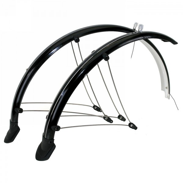 Mudguard set, 20', 56 mm, flexible plastic mudguard with elect. contact strip, with strut mounting, vr+hr, - 1