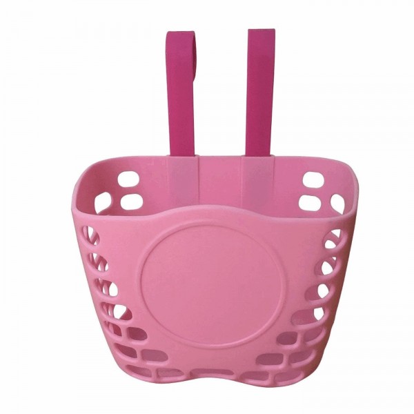 Junior bicycle basket 18x12x15cm in pink plastic - attachment to the handlebar - 1