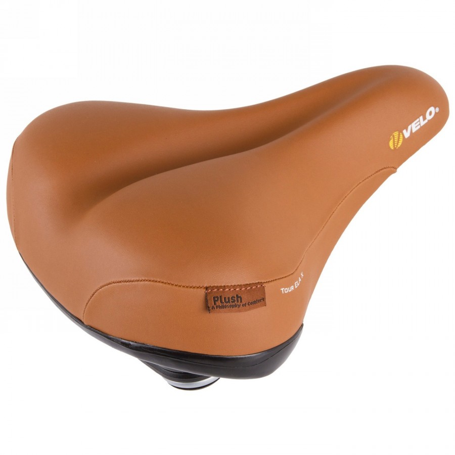 Saddle velo plush, tour ela x, brown, 260 x 220 mm, with elastomer suspension, d2, with clamp, only 847g, on card - 1