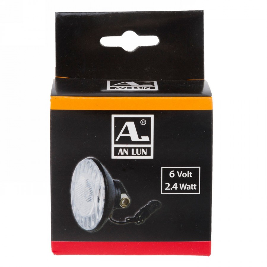 Front light, 6v/2.4w, 77 mm, ks black, with integrated reflector and cable, without test number, anlun-ek - 2