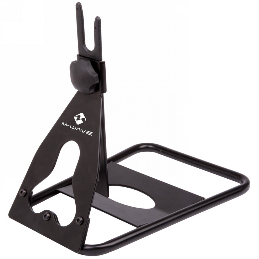 Exhibition bike rack chopstand included, 12'- 29', adjustable height 215 mm - 365 mm, for rear wheel axle, black, m-w logo - 3