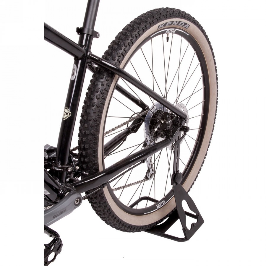 Ausstellungs-Fahrradständer Chopstand separat, 12'- 29', höhenverstellbar 215 mm - 365 mm, für Hinterachse, schwarz, Logo m-w - 