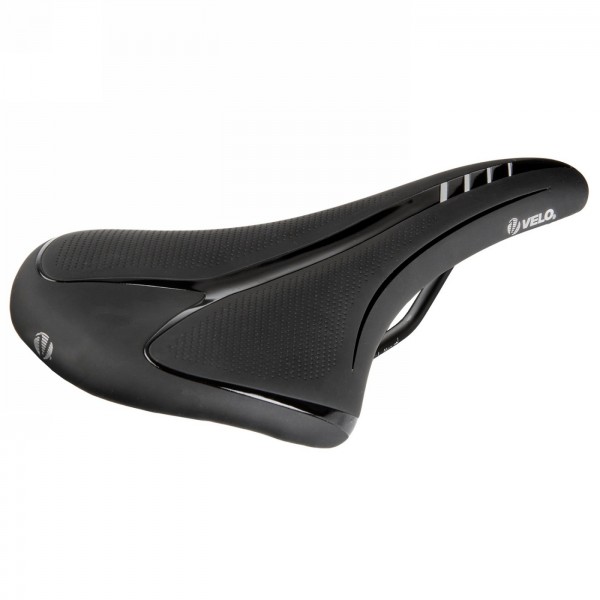 Road/mtb sattel, velo - fit athlete bc, m, 280 x 147 mm, schwarz mit silbernen streifen, auf karte - 1