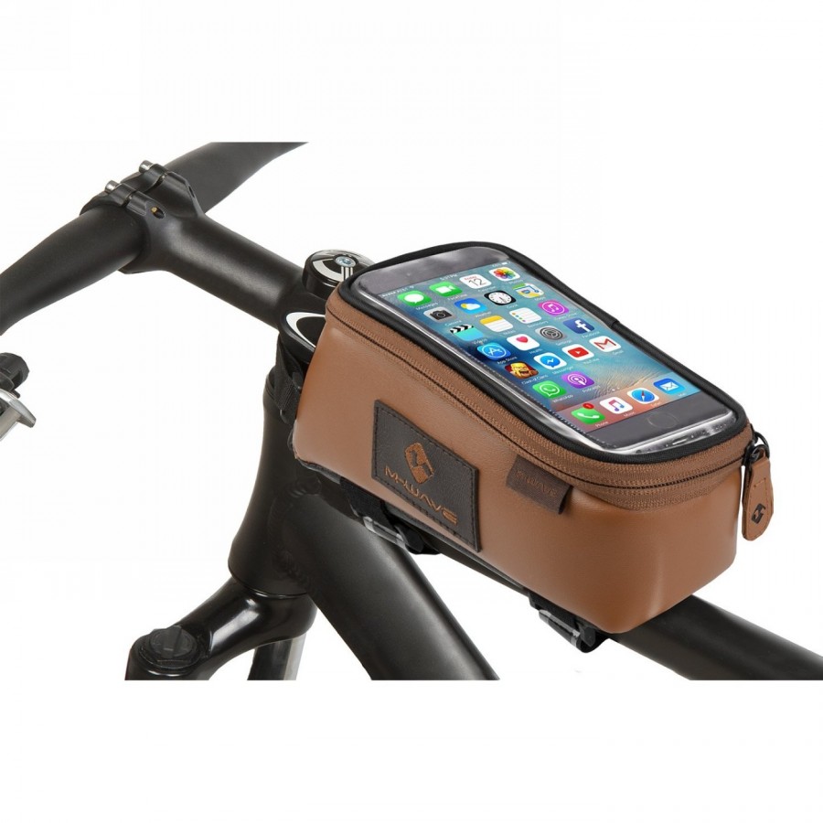 Borsa top tube per smartphone rotterdam top xl le 'm-wave xx', pelle sintetica, marrone chiaro, supporto a clip - 3 - Borse e ba