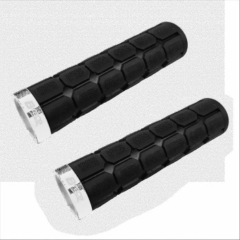 Rubber grips black/white aluminum - 1