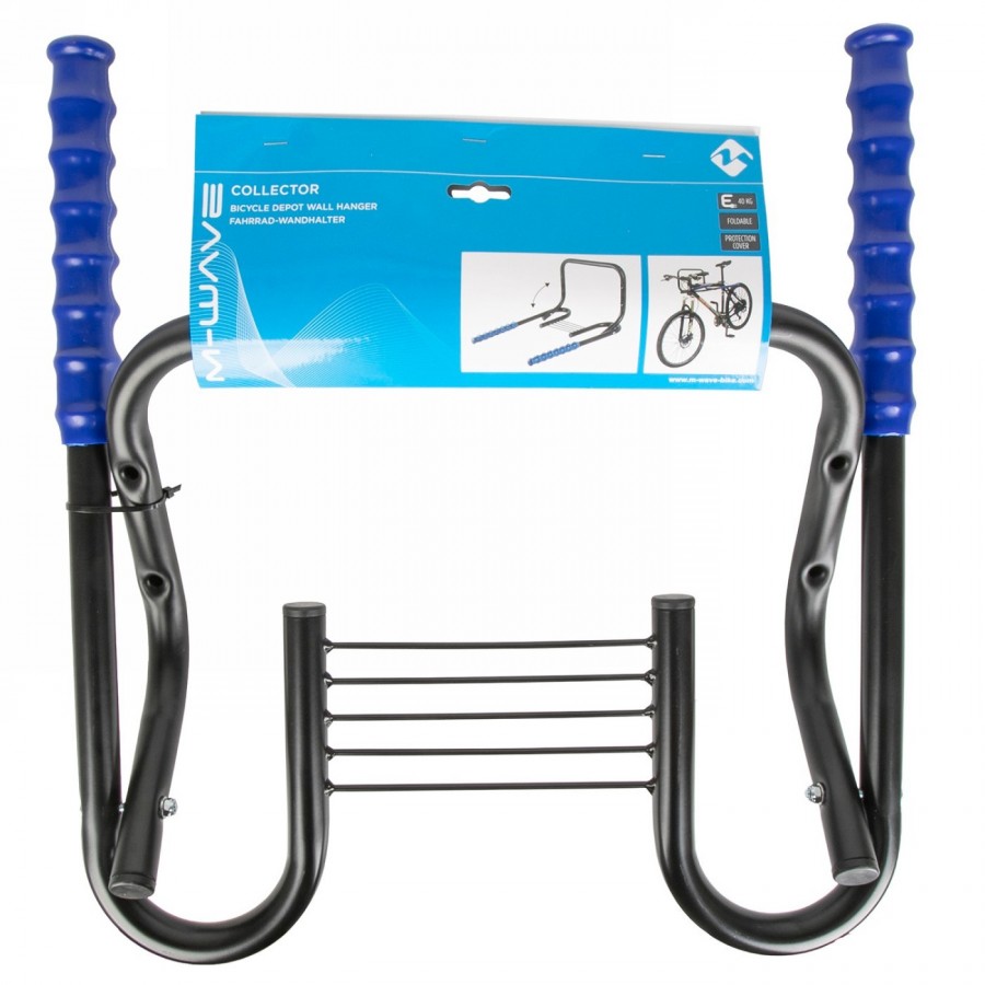 Soporte de pared para bicicleta colector m-wave, acero, 2 soportes con cubierta protectora de plástico, plegable, con tornillos 