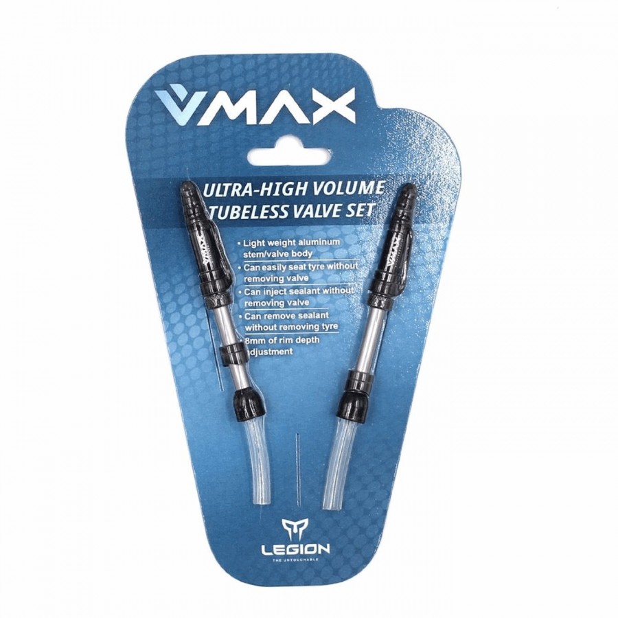 V-max tubeless valve length: 21-29mm in aluminum (2 pieces) - 1