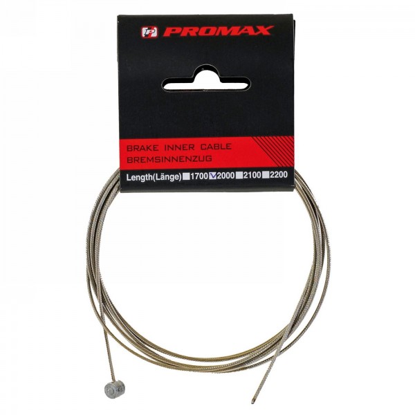 Inner cable for brake, made of stainless steel wire, 2000x1.5 mm, nipple 7x6 mm, rolled, 1 pc. on promax card - 1