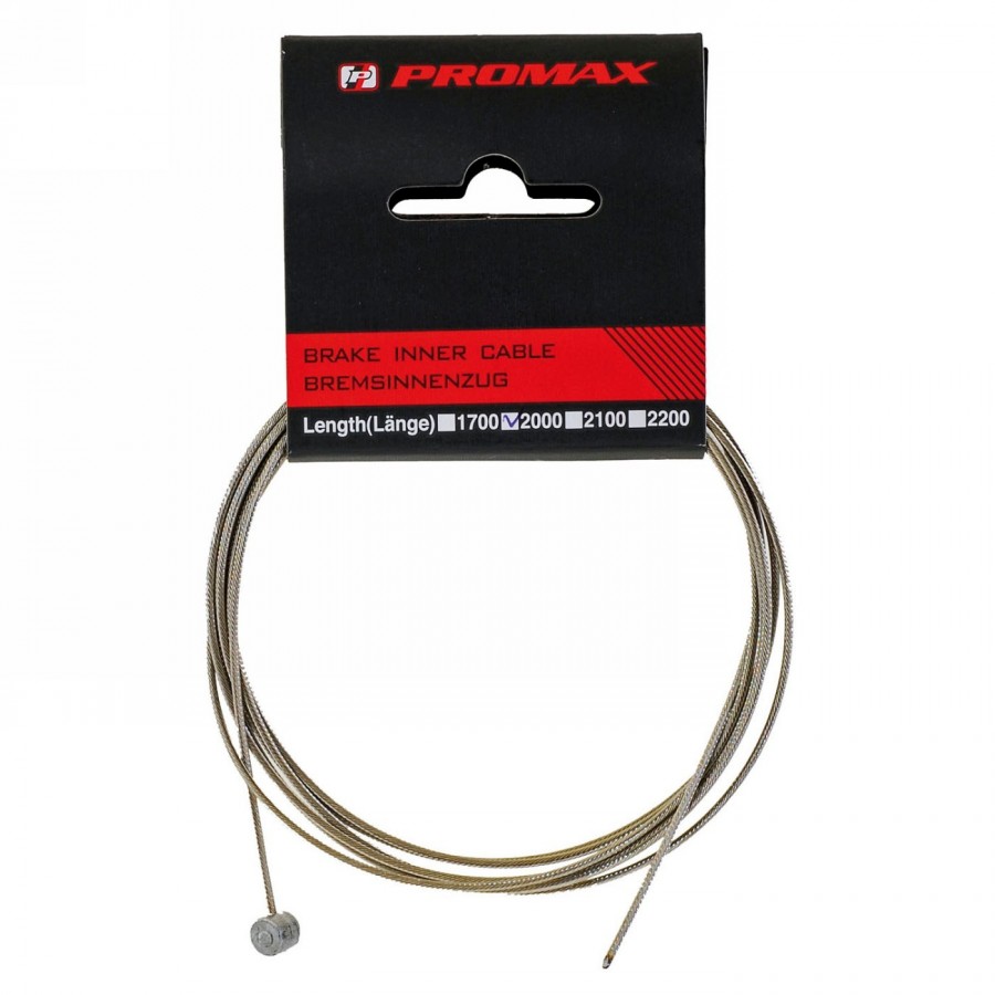 Inner cable for brake, made of stainless steel wire, 2000x1.5 mm, nipple 7x6 mm, rolled, 1 pc. on promax card - 1