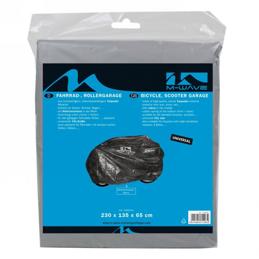 Garage per biciclette m-wave, dimensioni: 230 x 135 x 65 cm (l x h x l) in tessuto robusto, in pe-bag - 2 - Altro - 069823852473