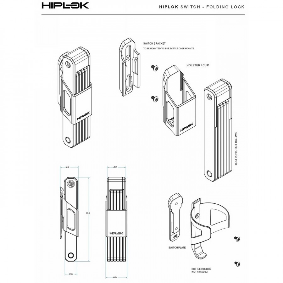 CANDADO PLEGABLE HIPLOK SWITCH NEGRO - 6