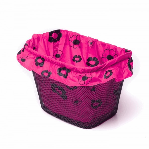 Couvercle de panier avant fantasy fuchsia fleurs noires - 1