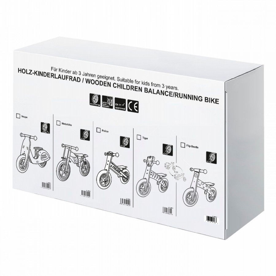 Holzrennrad und Rennrad, 'Scooter', höhenverstellbarer Sattel, ohne Stützräder, Reifen, ek - 3