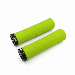 Pair of mtb pro grips with 135mm lime lock ring - 1