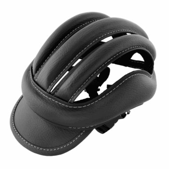 Casque en cuir heroic visière + sangle de réglage arrière noir - 1