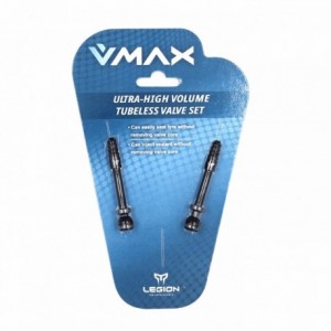V-max tubeless valve length: 57,5mm in black aluminum (2 pieces - 1