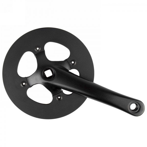 Guarnitura, quadrata, per e-bike, 170 mm, anodizzata nera, 40z stretta e larga, ingranaggio in alu anodizzato nero, alu - 1 - Gu