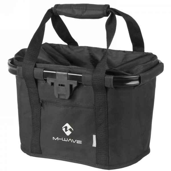 Handlebar bag, 'm-wave utrecht fold', can be used as a shopping bag, foldable, black, with 'clip-on' holder - 1