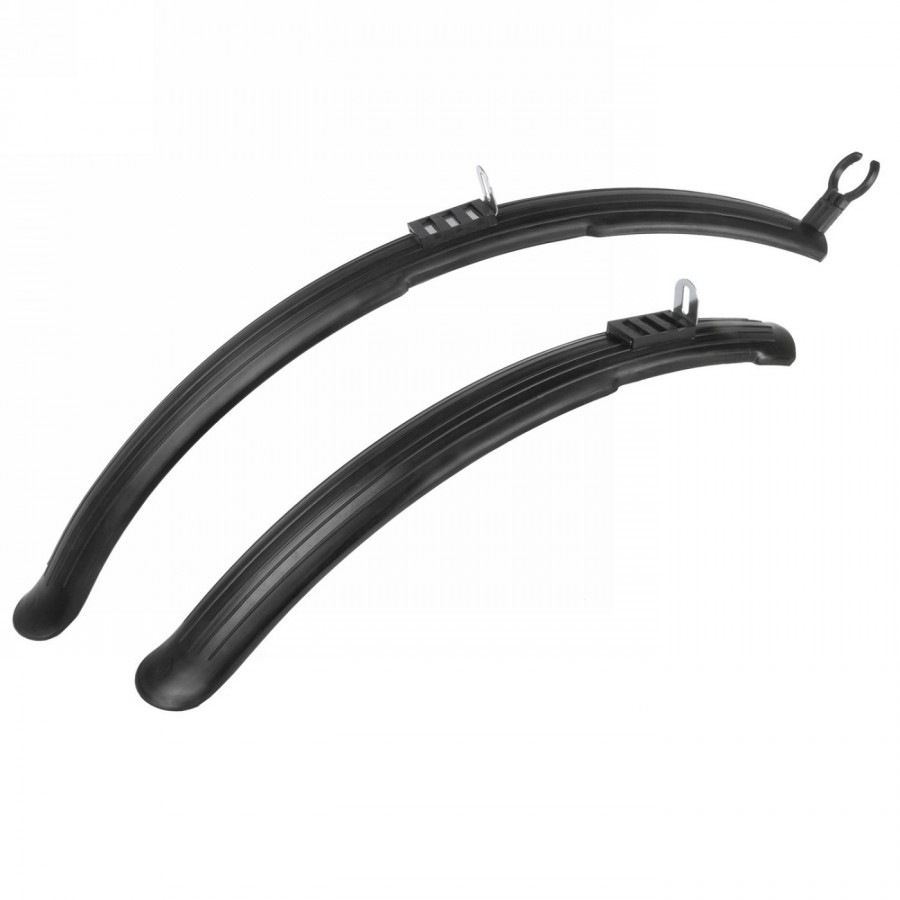 Mudguard set, 26', vr+hr, model eco, plastic, plug-in mounting, for mtb, black, set in pe-bag - 1